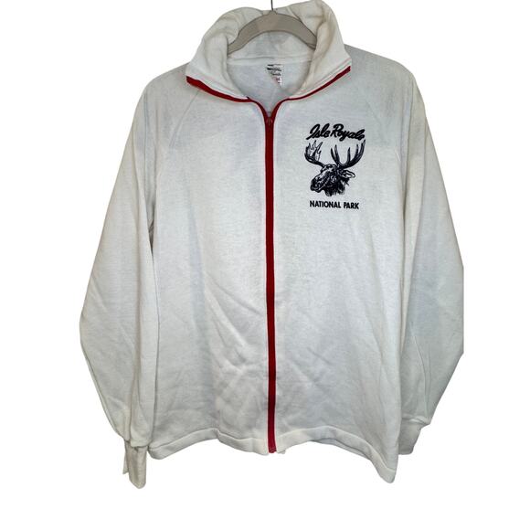 VTG Sportswear M full zip sweatshirt jacket fleece Isle Royale National Park EUC
